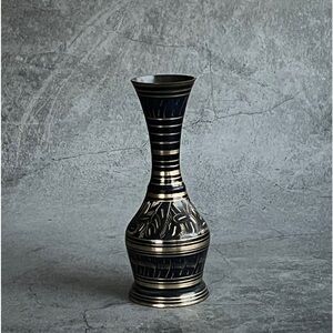 Petite Indian Black and gold Brass Vase